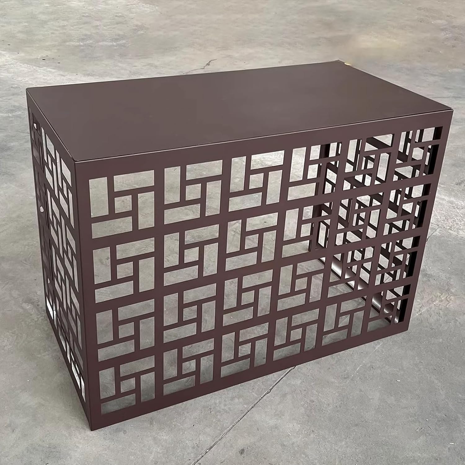 エアコンフェンス 室外機カバー 屋外用金属製プライバシーフェンスパネル 屋根付き屋外ユニット用エアコンハイダー 収納可能 4パネル