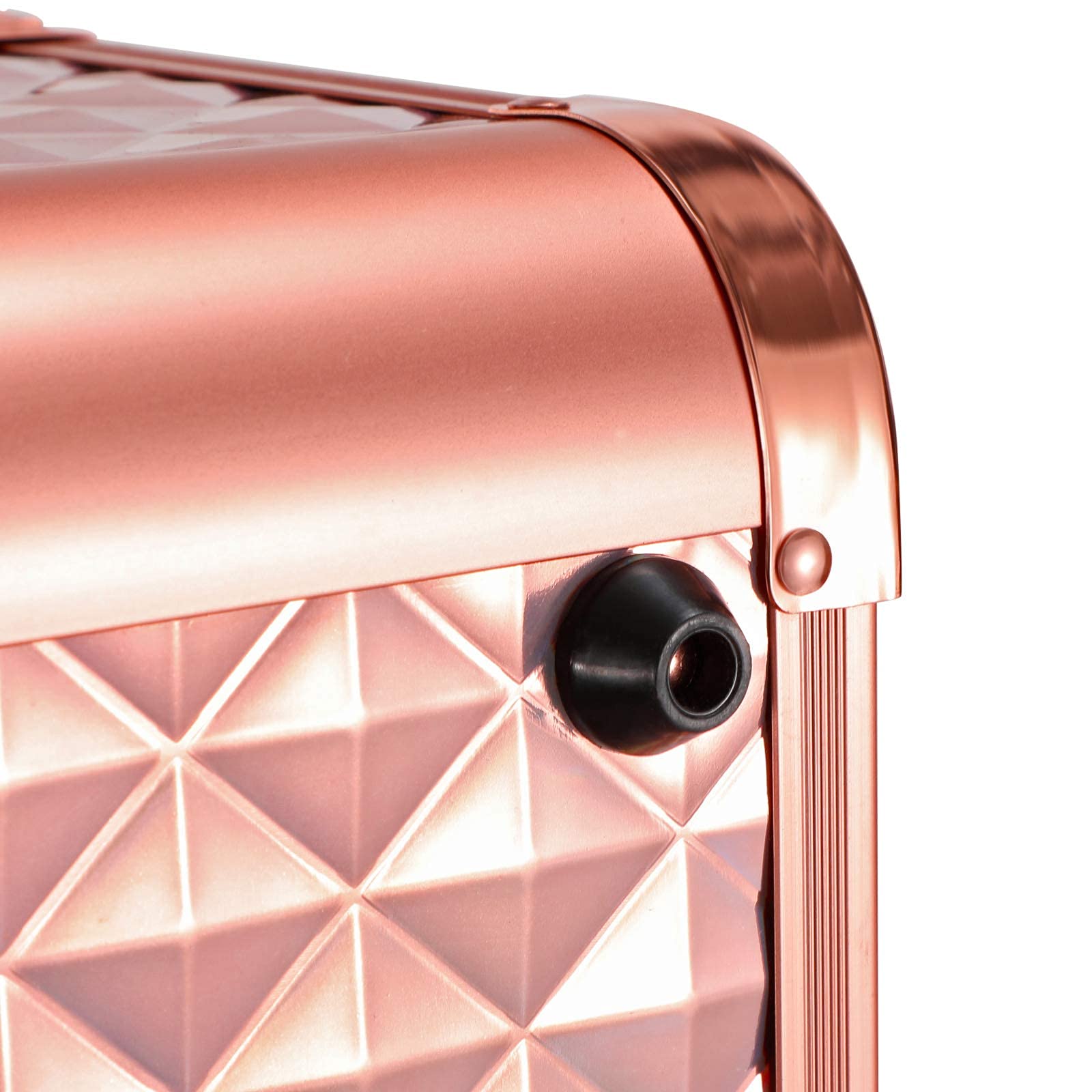 SONGMICS Kosmetikkoffer Schminkkoffer, Make-up Aufbewahrung, Organizer für die Reise, für Friseure und Visagisten, abschließbare Box mit Tragegurt, roségold metallic JBC323RD