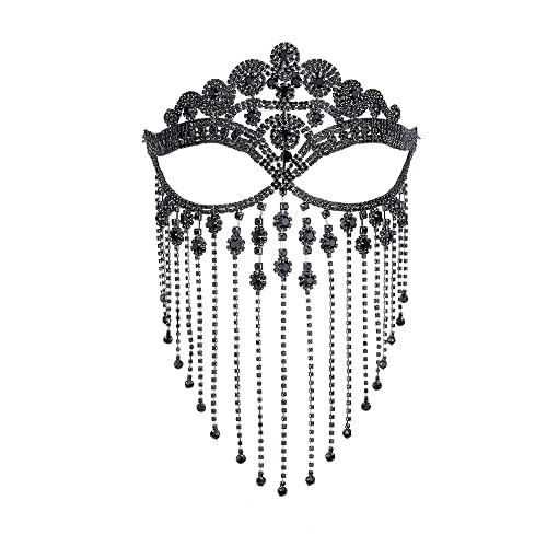 Cosplay Veil Headwear Mask Tassel Mask chain for Women Jewelry for Halloween Party Cosplay and masquerade party mask - C