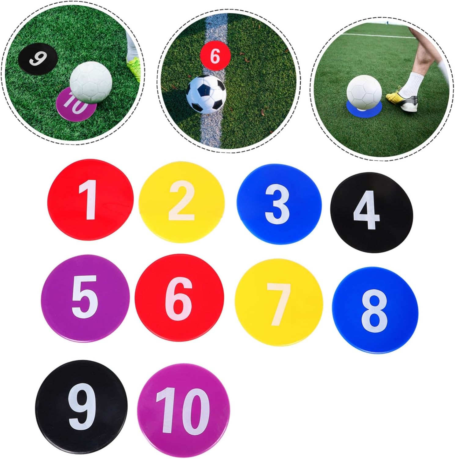 BESPORTBLE 10pcs Spot Markers for Soccer and Basketball Training Non Slip Round Floor Dots Portable Agility Targets Colorful Visibility for Classroom and Sports Practice