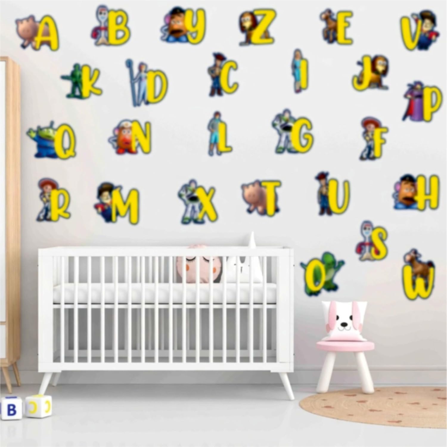 Toy Stry Alphabet A–Z Wall Sticker for Room – ABC Letter Stickers with Cartoon Characters – Themed Wall Decals – Alphabet Decoration for Bedroom, Wall Decor - Image 8