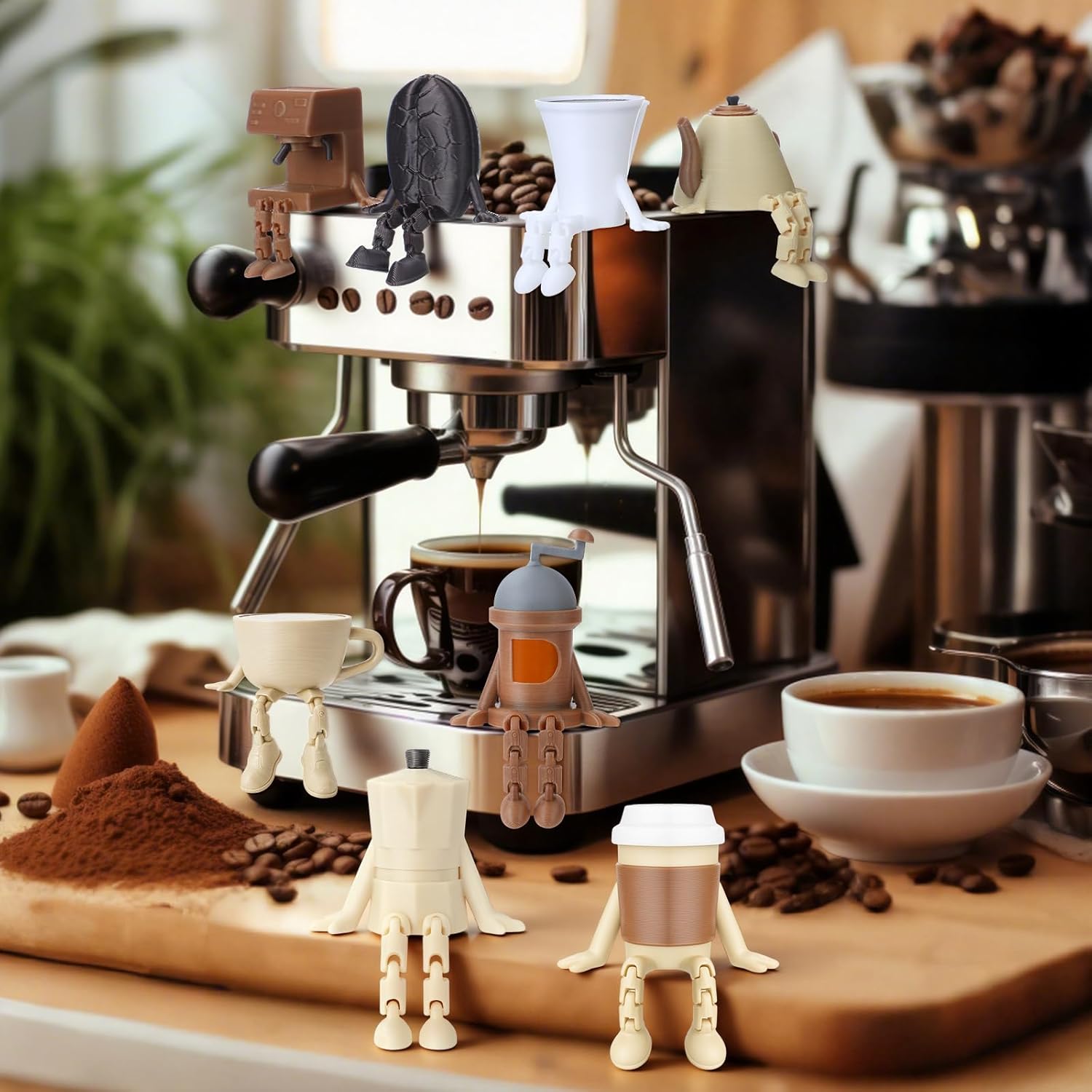 Thyle 16 Pcs Coffee Bar Decorations Funny Cafe Figurines Set Coffee Mugs Corner Decor Accessories Gifts for Cafe Bar Table Kitchen Office Lovers Barista Espresso Enthusiasts Desk Toy