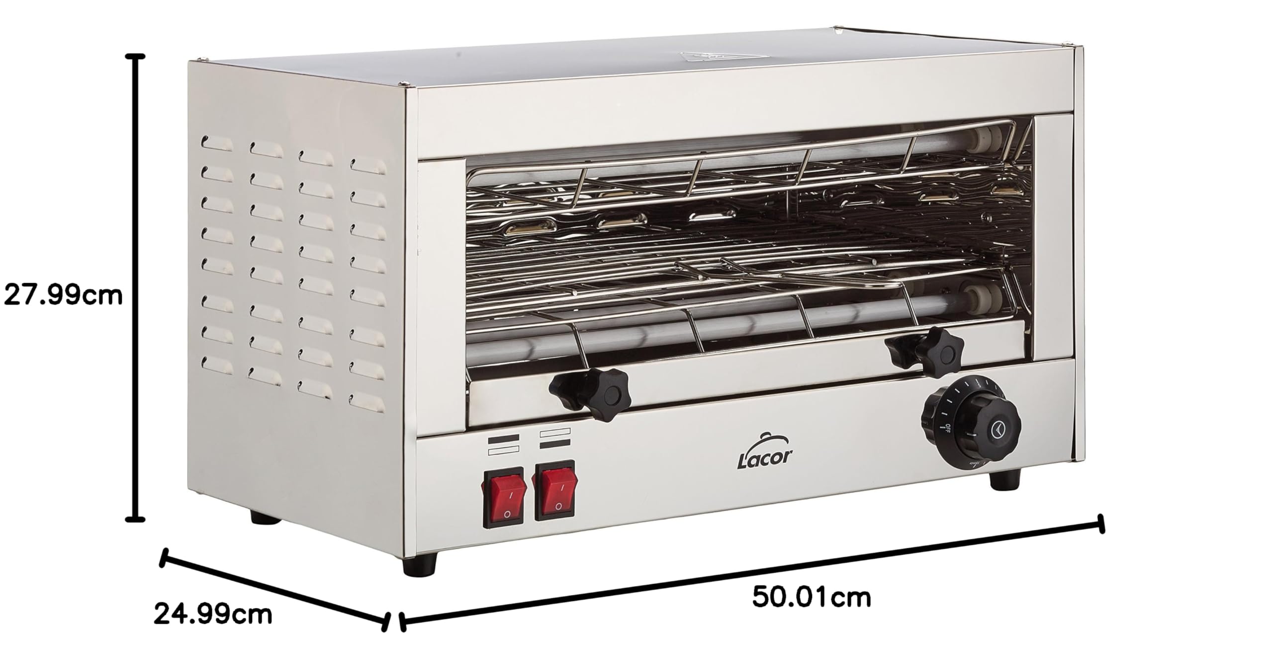 Lacor 69172 Tostador Eléctrico Horizontal Parrilla Simple, Gris, 2400 W