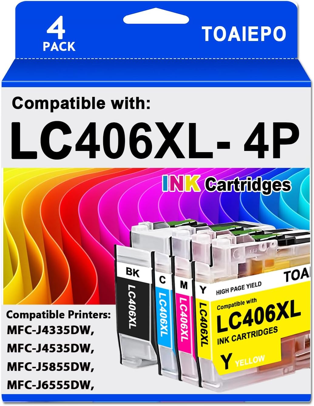 LC406XL Ink Cartridges Replacement for Brother LC406xl Ink Cartridges Work with Brother MFC-J4535DW MFC-J4335DW MFC-J5855DW MFC-J6555DW Printer