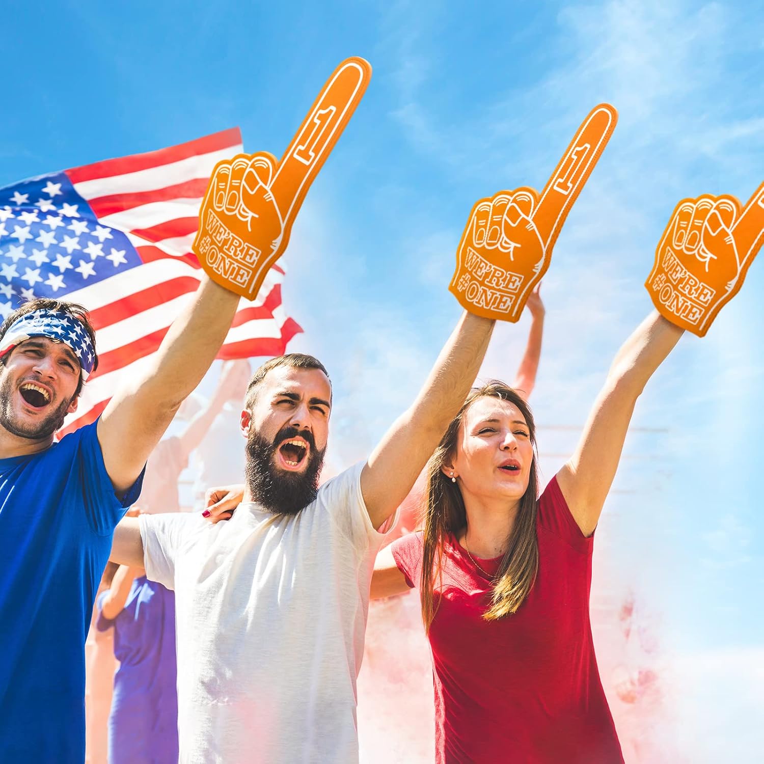 Sotiff Giant Foam Finger 6 Pack We're Number 1 Foam Hand 18 Inch Football Baseball Fan Cheerleading for Sports Celebration Pom Poms Noise Maker for Sporting Events Games