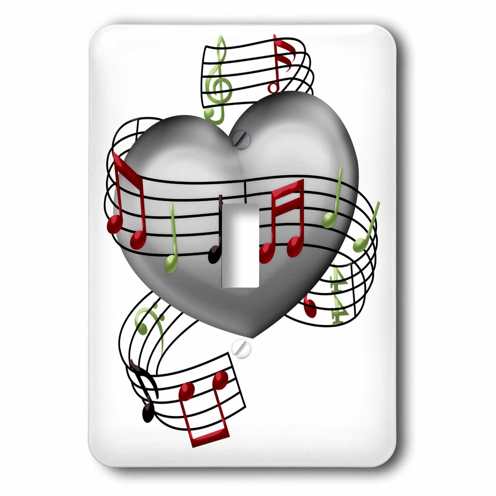 Notes de musique cœur interrupteur noir lsp_222684_1 cache prise murale design musical