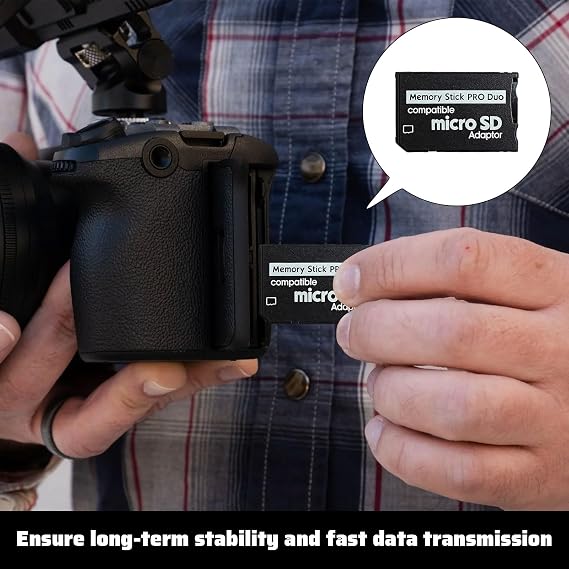 Memory Stick PRO Duo Adapter, 2 Pcs Micro SD to TF Convertor,for 1000/2000/3000 PSP Memory Card Adapter Handycam Camera Sony for Playstation Portable