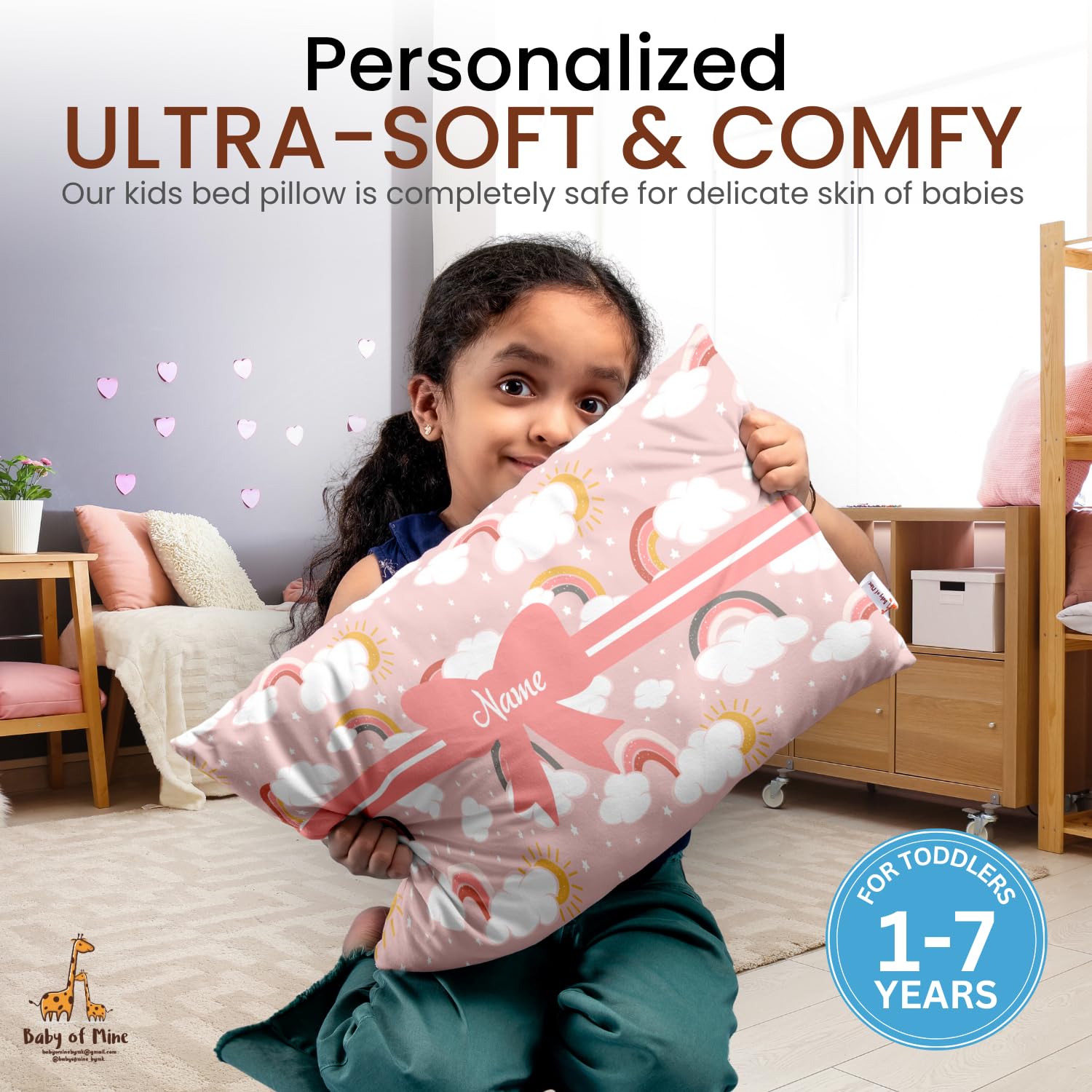 Baby of Mine Personalized Pillow for Kids – Custom Name, Super Soft Cotton Kids Cushion for Infants & Toddlers, 1 Month to 5 Year Olds, Keeps Head & Neck Comfortable, Adorable Prints (Pillow 13) 1