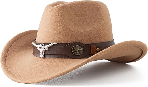 Miniatura 2 de Jastore sombreros occidentales para niños, sombreros de vaquero de fieltro para niños y niñas, sombrero Fedora Jazz, sombreros de vaquera con