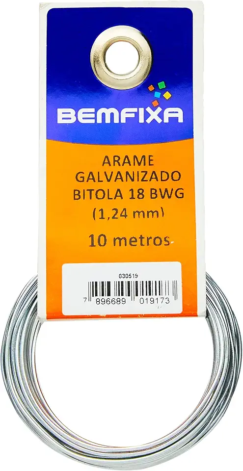 Arame Galvanizado Nº18 (1,24mm) Bemfixa – Rolo Cinza Alta Resistência Anticorrosão – Uso Profissional e Doméstico