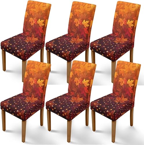 Miniatura 56 de Rnyleeg Fall Autumn Seat Covers for Dining Chairs Set of 2 Leaves Themed Stretch Dining Chair Covers Soft Comfy Chair Slipcovers for Kitchen Hoja de