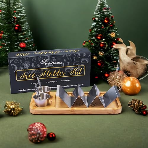 Miniatura 5 de HolaTasty - Kit de soporte para tacos, paquete de 2 (paquete económico), juego de tacos 3 en 1 de 2 a 6 ranuras para tacos, plato de presentación de