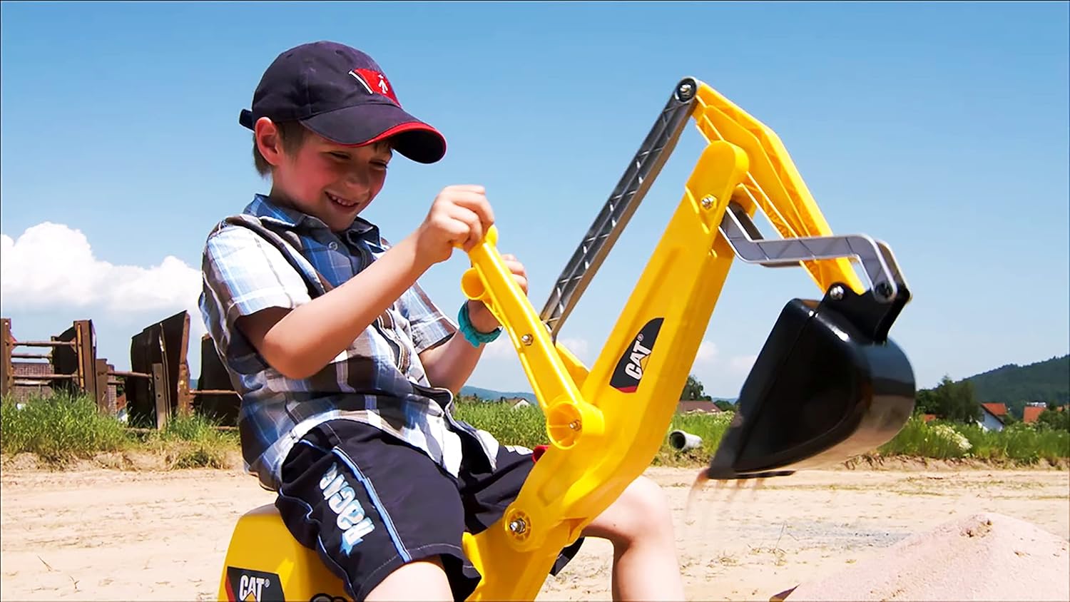 rolly toys CAT Construction Ride-On: 360-Degree Excavator/Shovel Digger, Youth Ages 3+ , Yellow