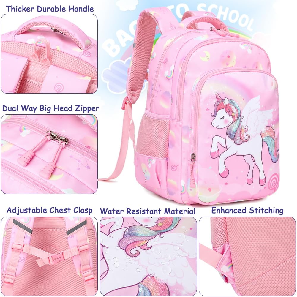Meisohua Girls Backpack with Lunch Box 3 in 1 Set Kids Backpack for Girls Preschool Kindergarten Elementary School Backpack - Image 5