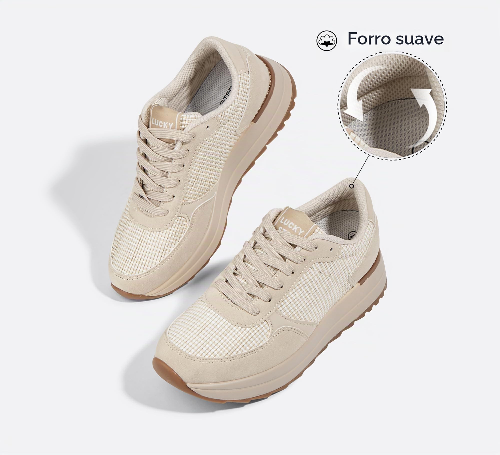 LUCKY STEP Zapatillas para Caminar de Mujer | Zapatillas de Moda con Plataforma para Mujer, Zapatos Casual con Cordones