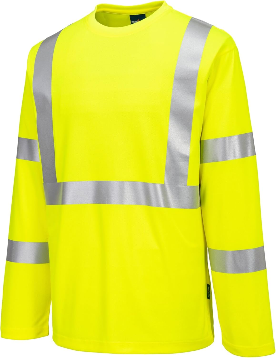 Portwest S199 Hi Vis Pocketless Long Sleeve T Shirt MeshAir Breathable Safety Workwear, Yellow, XL