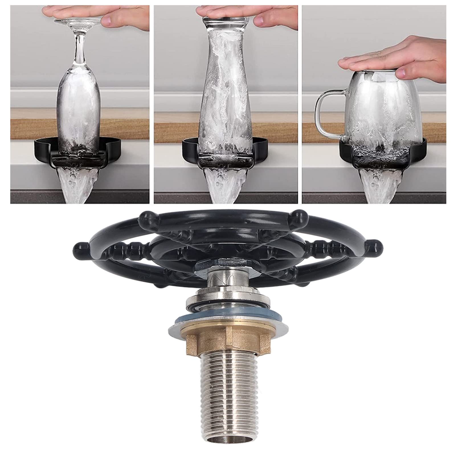 Rince-Verre G1/2, Robinet De Cuisine Lave-Bouteille en Acier Inoxydable, Nettoyeur De Tasses, Lave-Tasses, Jet d'eau à 360 Degrés pour Nettoyer Les Tasses De Vin Rouge, De Bière, De Café Et De Thé