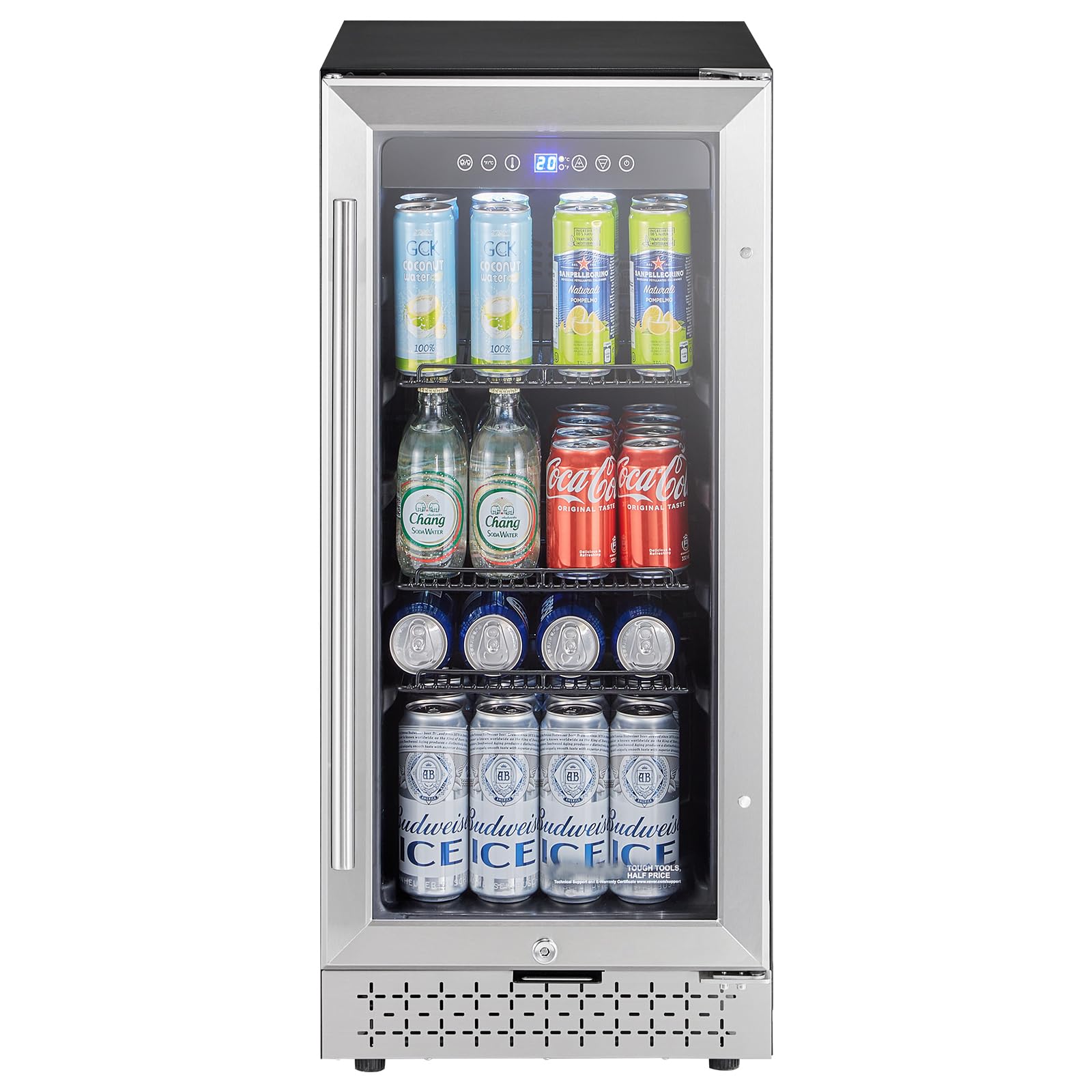 Happybuy 88 Can Beverage Refrigerator Cooler, Mini Fridge with Glass Door, Adjustable Shelves, Digital Temperature Control, Built-in or Freestanding for Home, Office, or Bar Use | Fridge.com