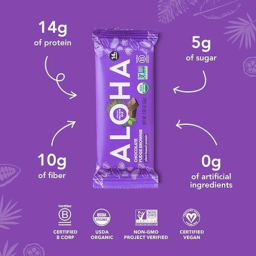 Miniatura 34 de ALOHA - Barra de proteína orgánica a base de plantas, sabor limón y anacardos, vegana, baja carbohidratos y azúcar, paleo, sin GMO, gluten, estevia
