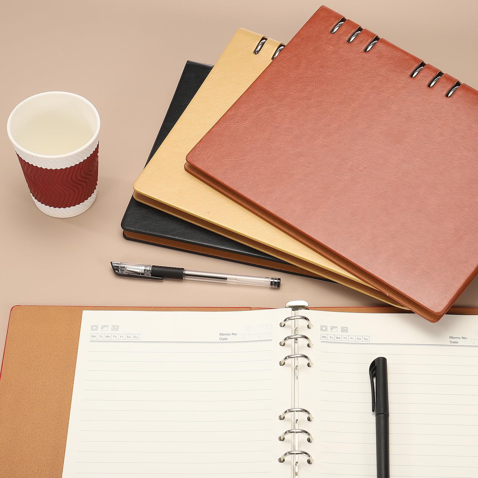 PATIKIL Cahier En Cuir Rechargeable 9 Anneaux - 96 Feuilles Bleu, Journal Bureau Étude Planificateur
