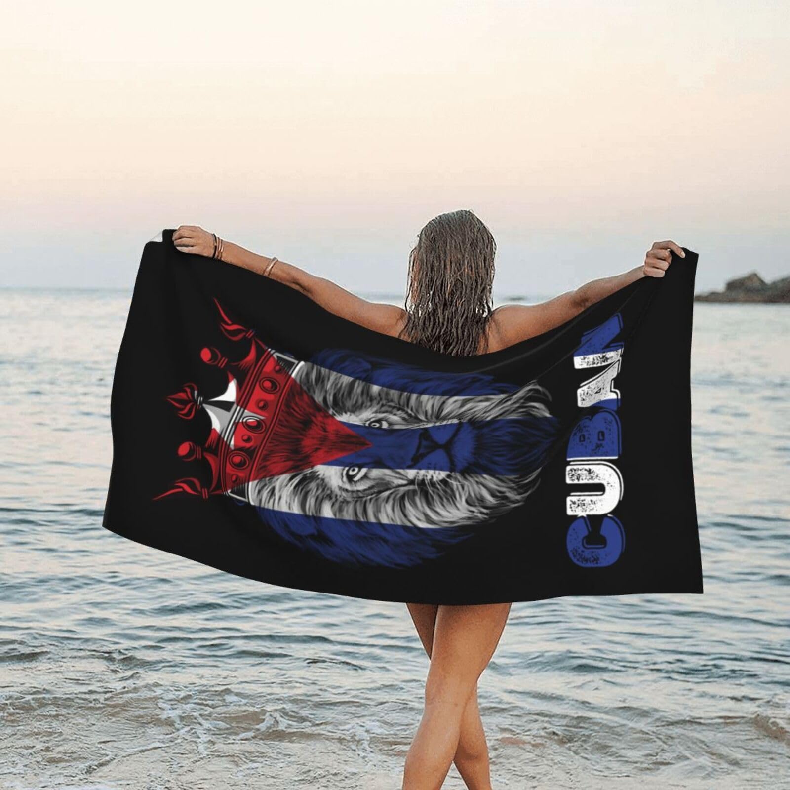 Serviette de plage légère pour piscine et camping motif Cuba 80x130