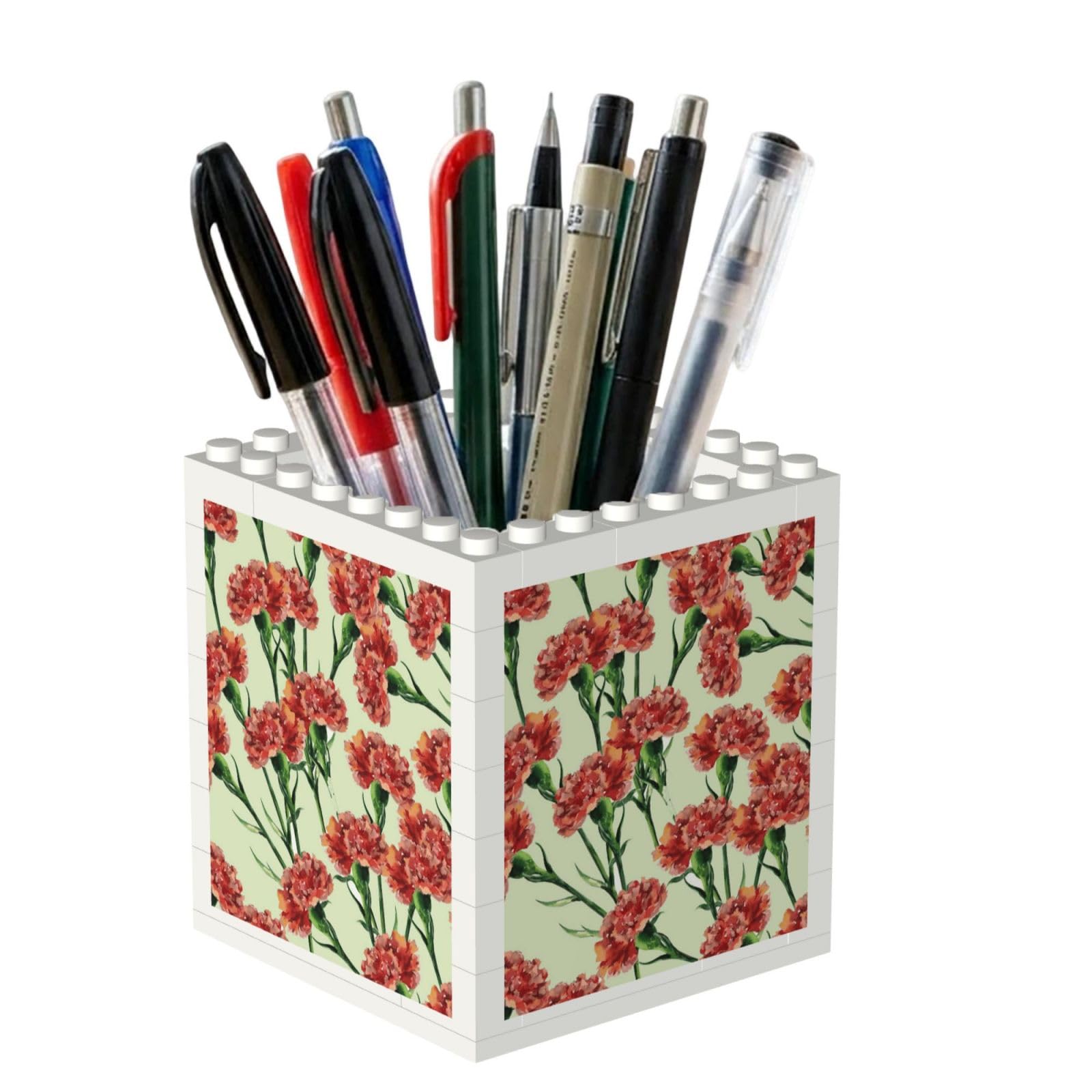 Poadnly Carnation, Pen Pot Pencil Holder for Office Home School, Compact Desk Organiser for Office Stationery