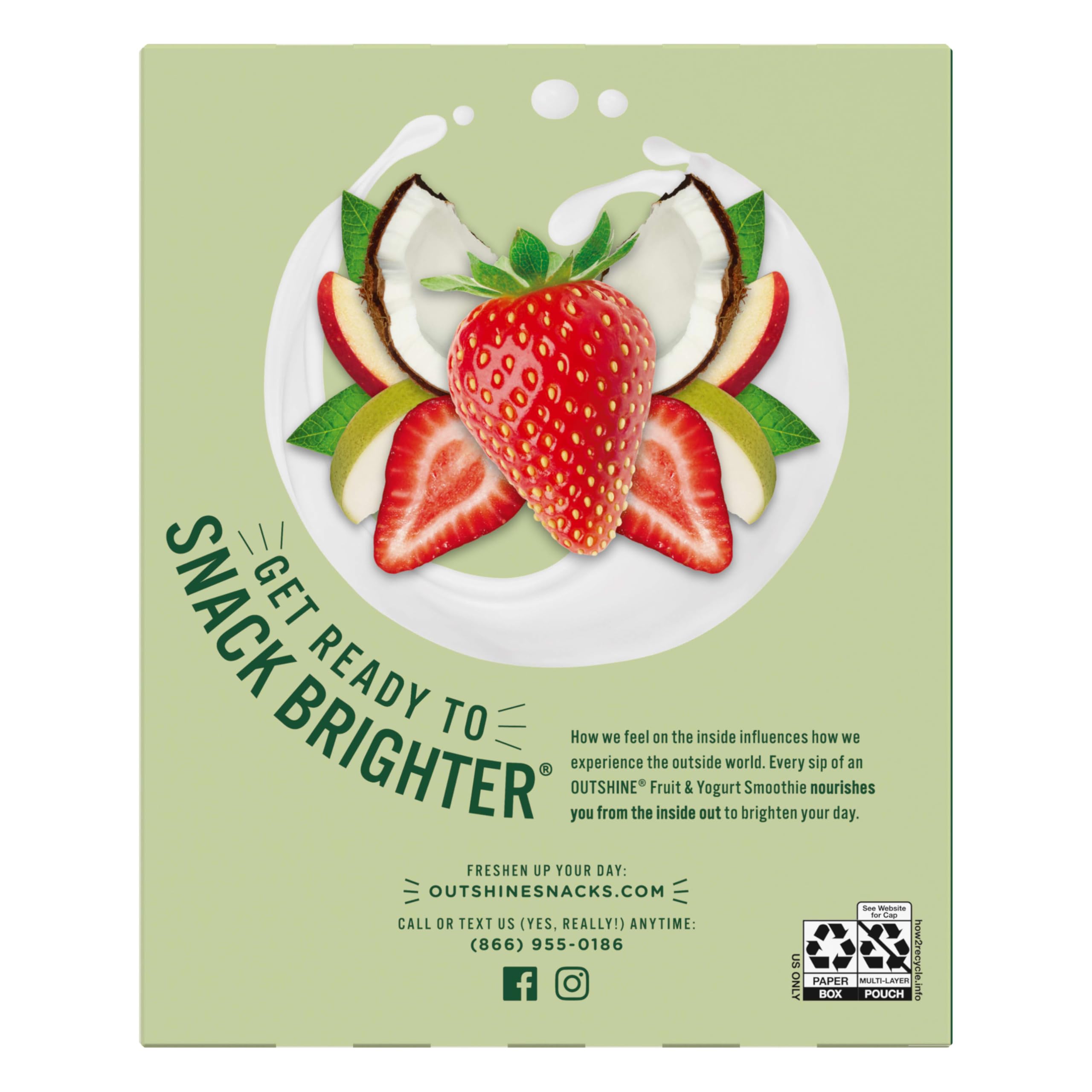 Outshine Fruit & Yogurt Smoothie Strawberry Coconut, Smoothie Pouch, On The Go Snack, 4Pk 3.5 oz