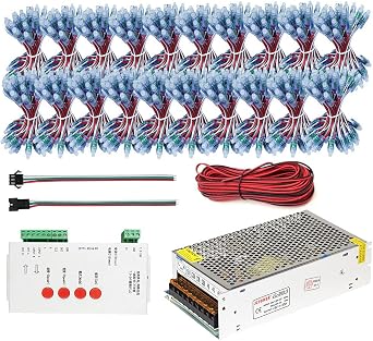 1000PCS 12MM WS2811 Full-Color Led Pixel Module IP68+T-1000S WS2811 Led Controller+5V 40A Led Power Supply Adapter