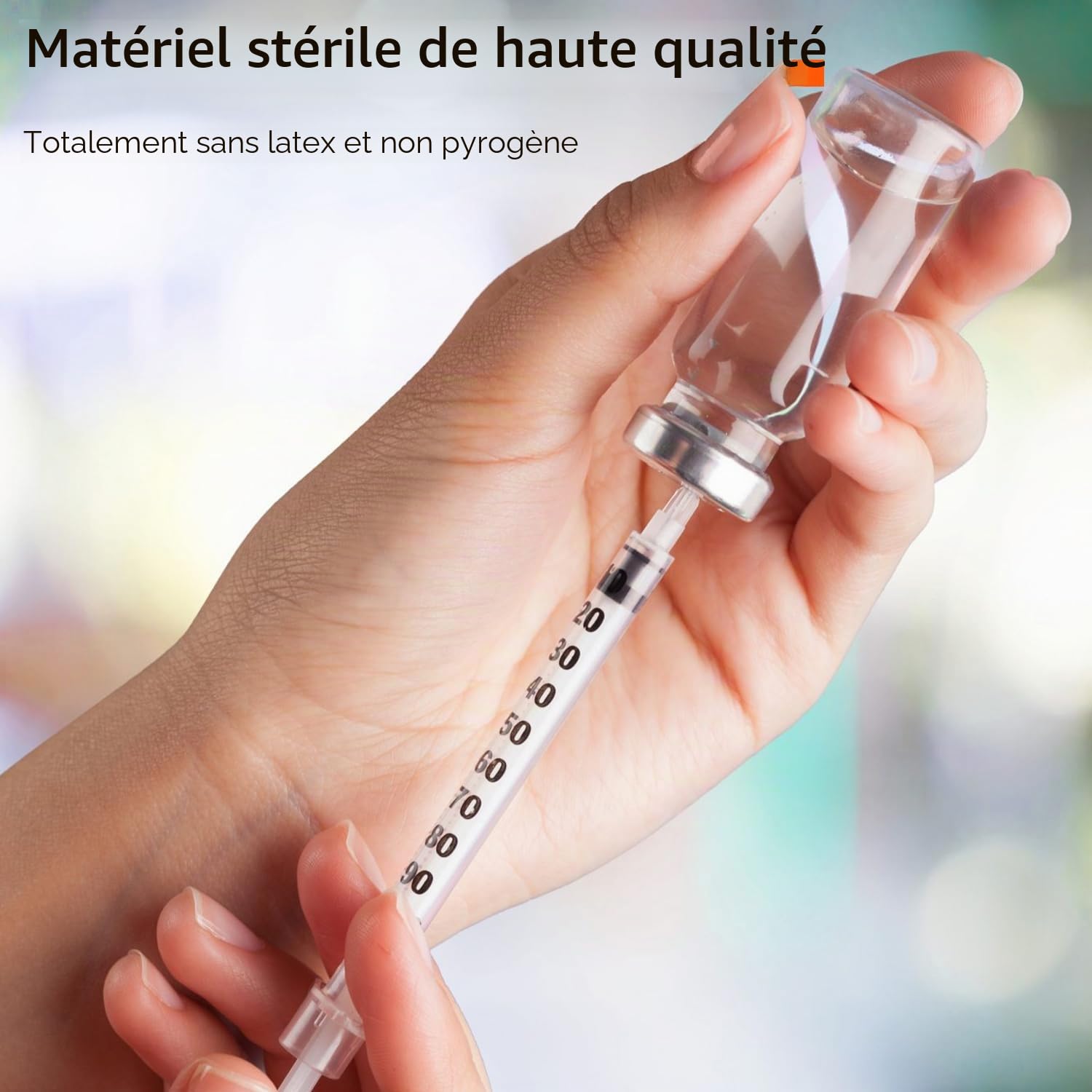 Lot de 100 outils de mesure en plastique à usages multiples, 1 ml, 31G x 6 mm, emballés individuellement