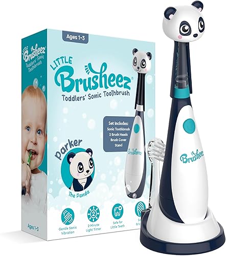 Brusheez Cepillo de dientes sónico para niños pequeños, cepillo de dientes seguro y suave para edades de 1 a 3 años con temporizador integrado