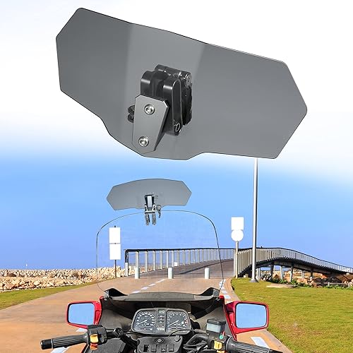 Miniatura 2 de Motoforti Deflector de viento para parabrisas de motocicleta, lente gris, clip ajustable, extensión de parabrisas, ajuste universal para la mayoría