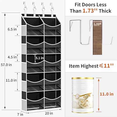 Miniatura 3 de Aokeyee Organizador de almacenamiento de 5 niveles sobre la puerta, almacenamiento detrás de la puerta para el cuarto del bebé, organizador colgante