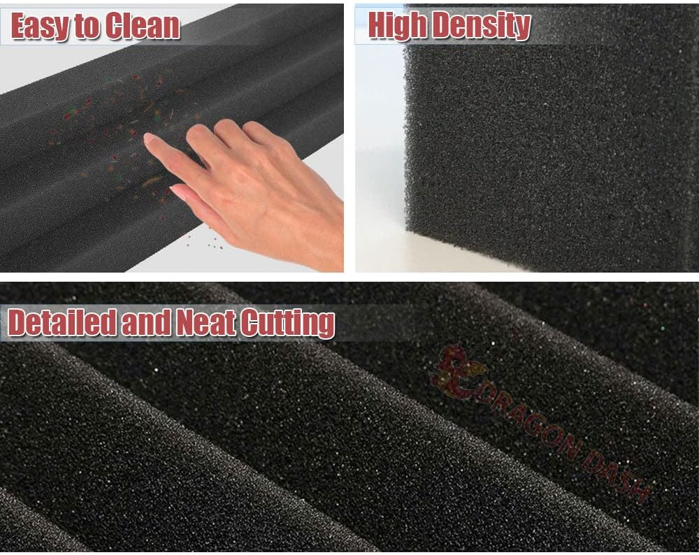 Super Dash 12 Pieces 12 x 12 x 48 cm BLACK Column Pillar Bass Trap Acoustic Foam Wedge Studio Foam Corner Block Finish Corner Wall in Studios or Home Theater SD1162