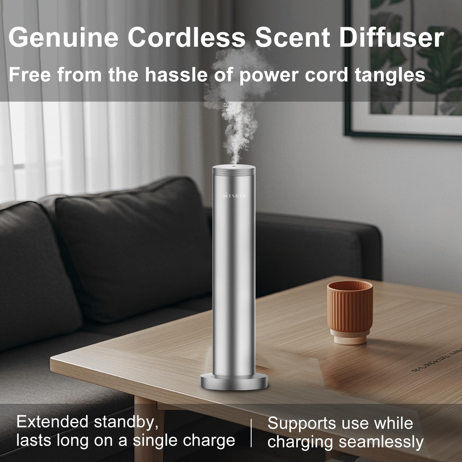 Difusor inalámbrico de aroma de hotel, difusor recargable inalámbrico para toda la casa, máquina de aire aromático para el hogar, control Bluetooth, difusor de aceite esencial sin agua para habitación