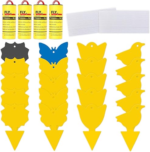 Wizpesty Trampas para moscas de la fruta para interiores, 20 trampas adhesivas amarillas para moscas, trampas para mosquitos, atrapa insectos para