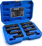 Spline Lug Nut Socket Set, 8 Piece SAE & Metric Locking Lug Nut Removal Tool, Wheel Lock Removal Kit for Easy Removing of Aftermarket & Factory Wheel Lug Nuts