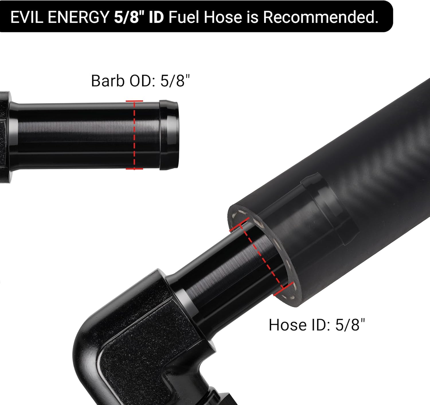 EVIL ENERGY 10AN Female to 5/8" Barb Hose Fitting 90 Degree Swivel 2PCS