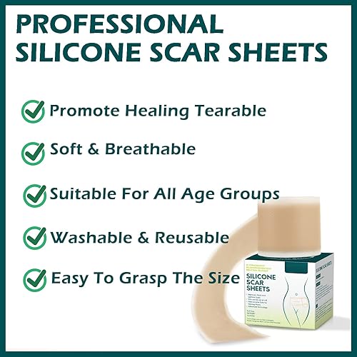 Miniatura 2 de MIELIKKI Hojas de silicona para cicatrices, cinta de silicona para cicatrices, rollo de 1.6 x 120 pulgadas, tiras reutilizables de silicona para