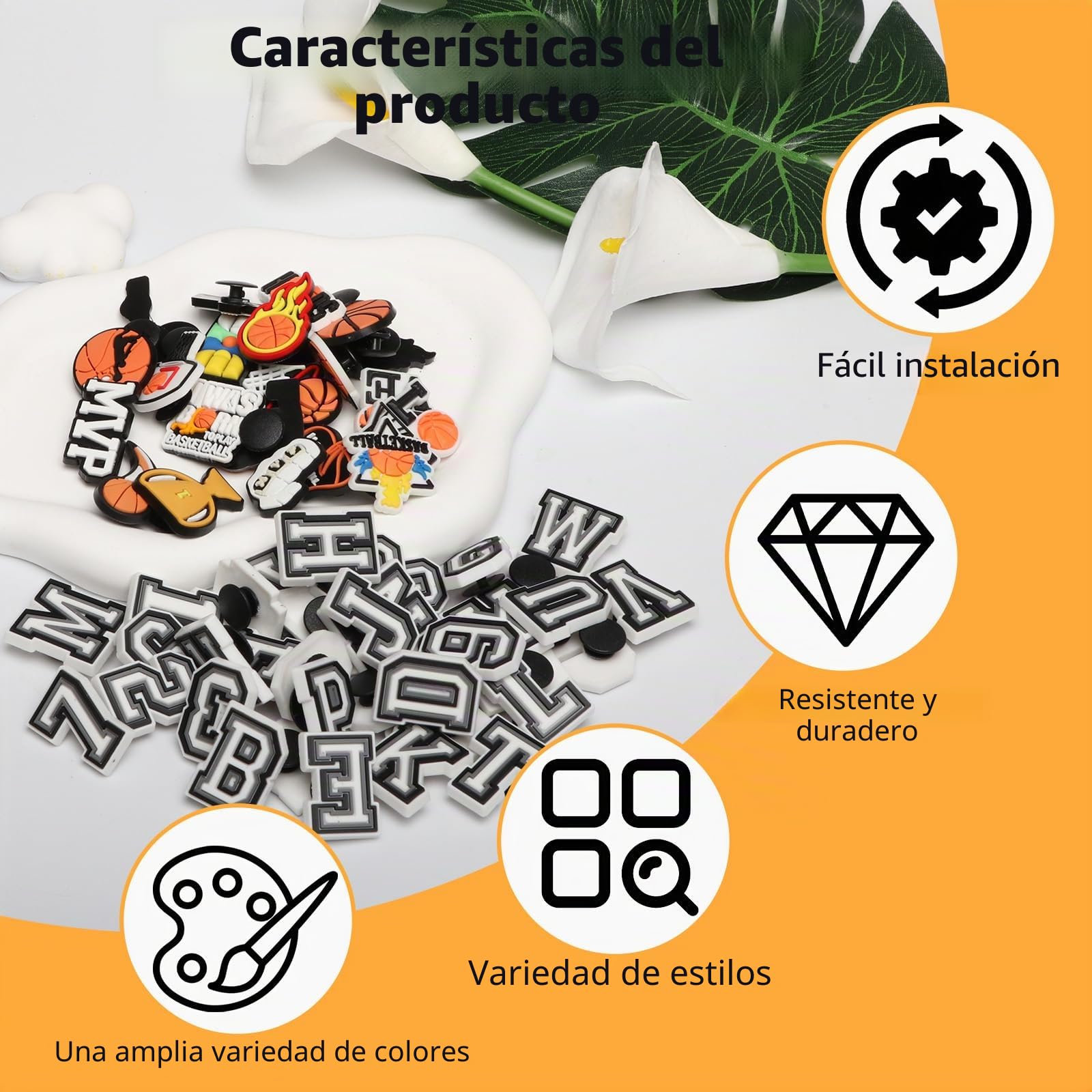 62 Piezas de Pins para Crocs, Temática Baloncesto, Jibbitz, Charms y Accesorios Crocs con Letras y Números para Decorar Zapatos, Ideal para Niños, Adolescentes y Adultos