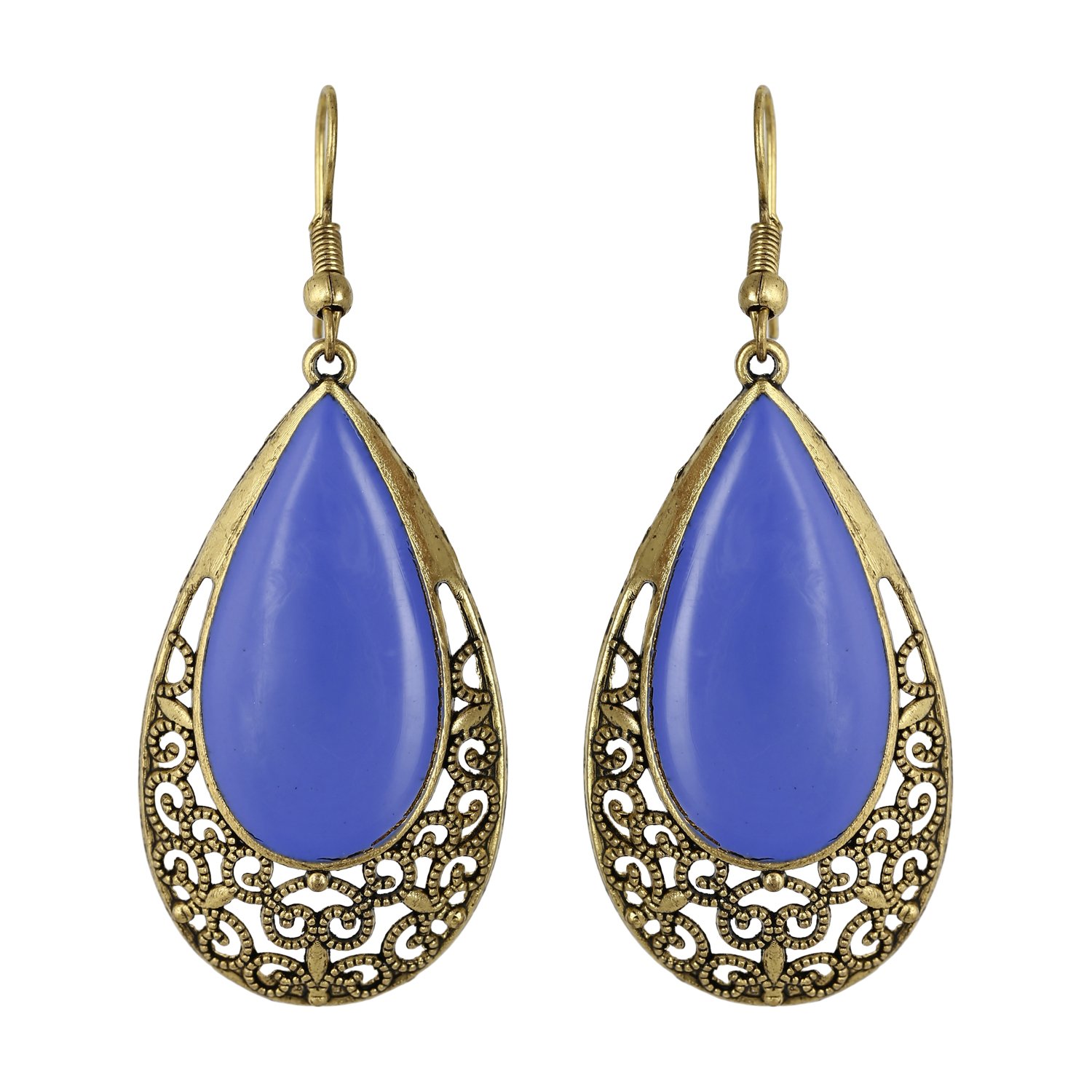 Zeneme Earring Oxidized Gold Plated Blue Tear Drop Earring Jewellery For Girl And Women (B077NM8N1Q) Amazon Price History, Amazon Price Tracker