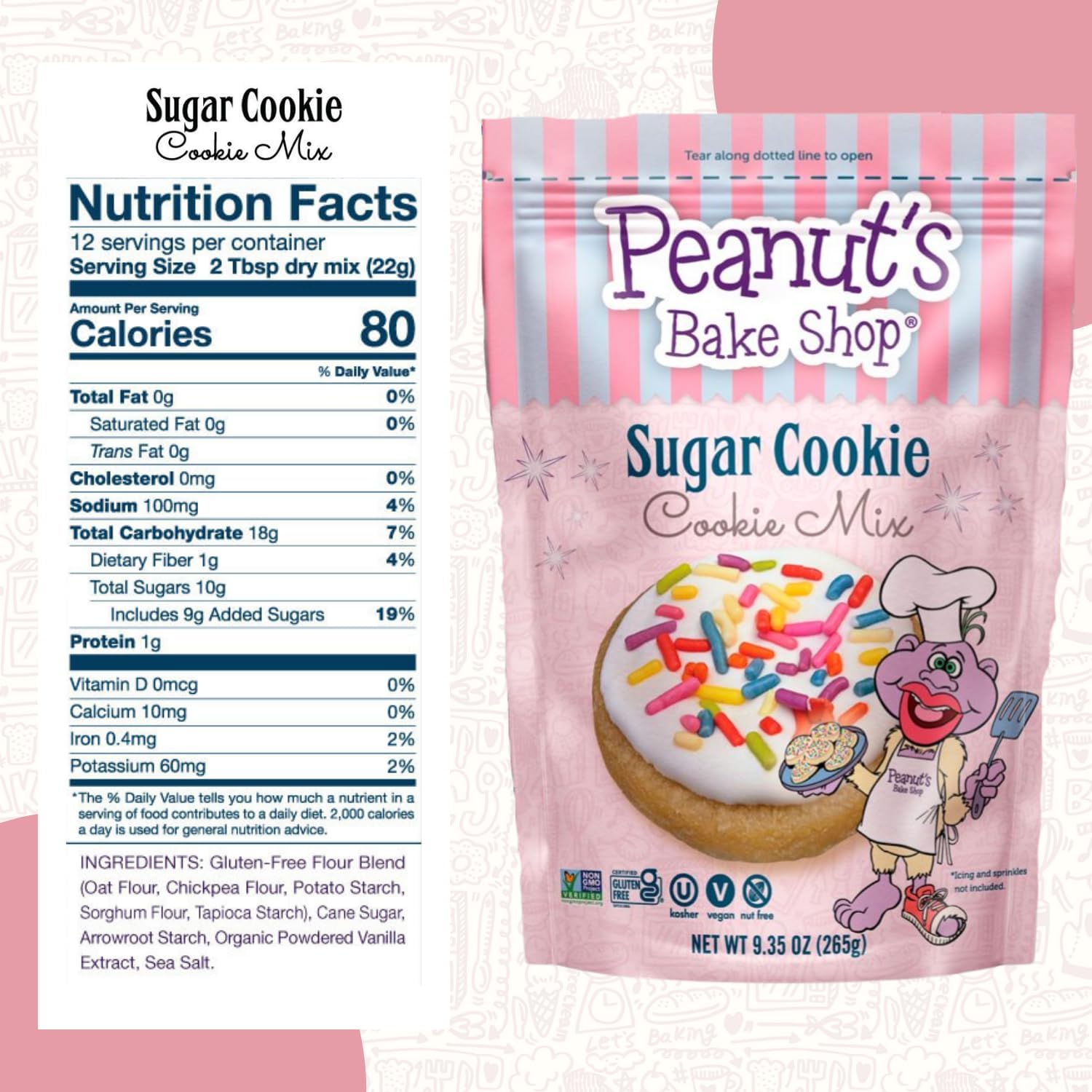Peanut's Bake Shop - Vegan and Gluten-Free Cookie Mix | Non-GMO, Kosher Cookie Mixes for Decadent Treats (Sugar Cookie - 3 Pack)