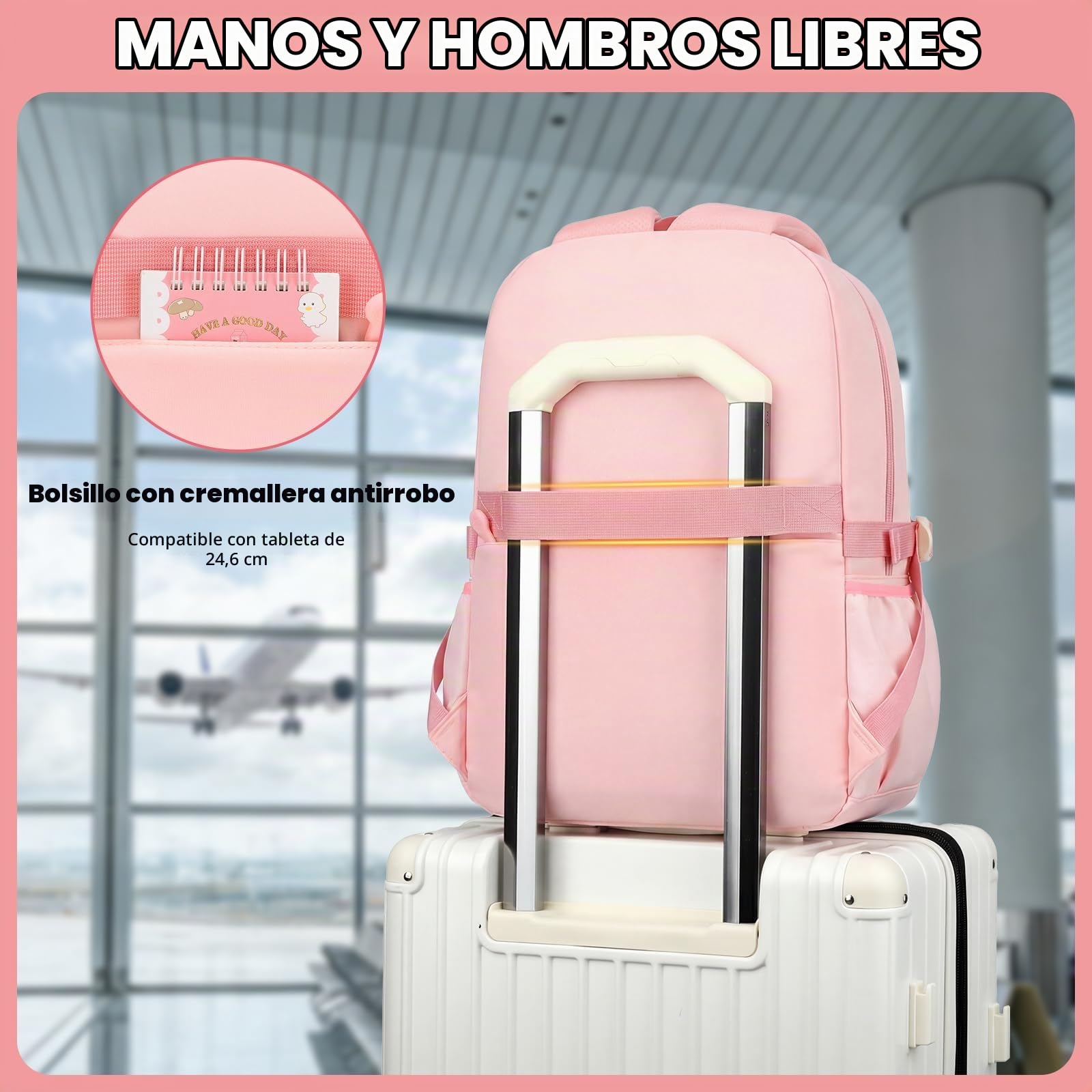 Amythe Mochila Niña 1°-5° Primaria con Bandas Reflectantes
