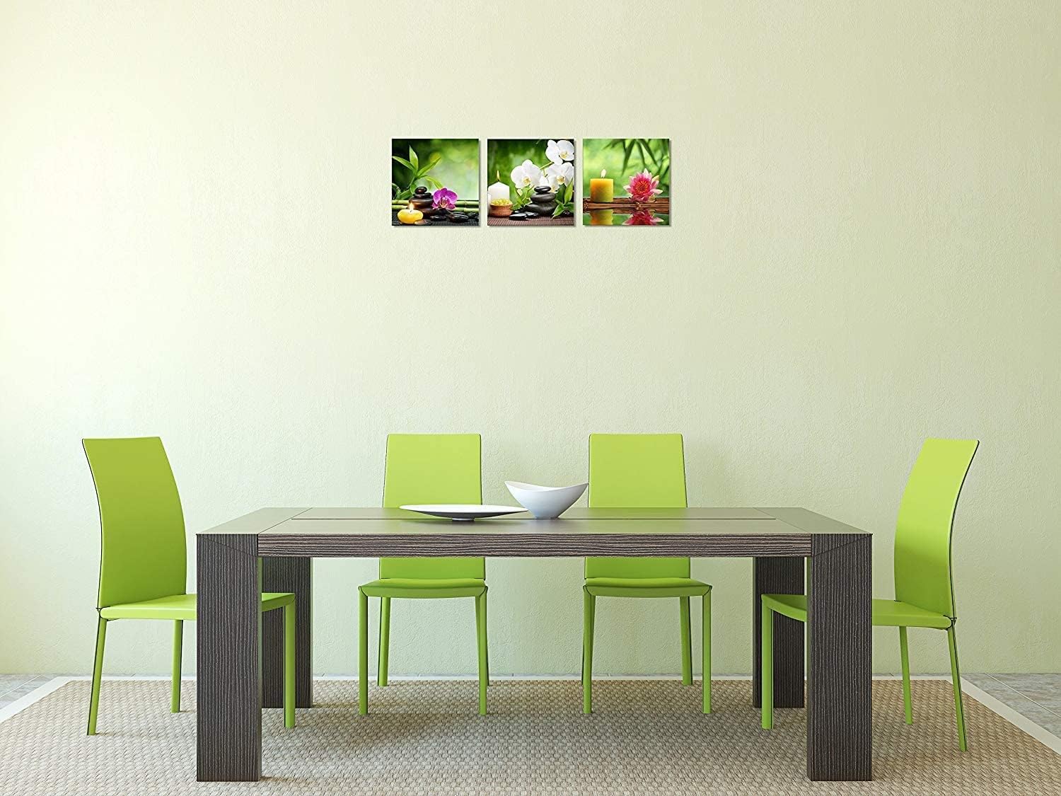 TutuBeer 3 Panel Spa Still Life with Aromatic Candles and Zen Stones Modern Wall Decor Home Decoration Gallery Canvas Wrap Giclee Print & Ready to Hang Stretched and Framed Each Panel 16x16inch