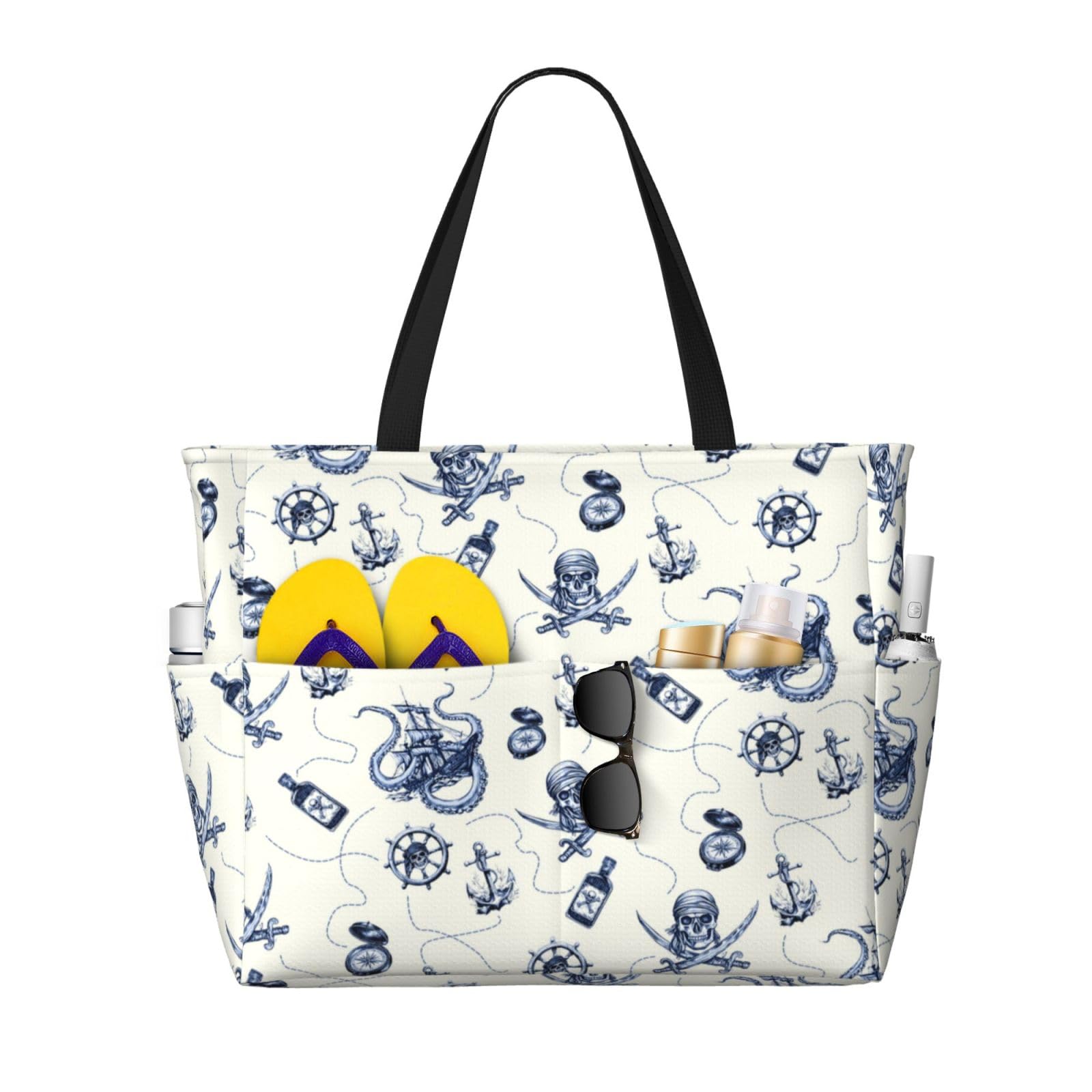 CHAOS MONKEY Women Large Beach Bag Sandproof Waterproof Travel Weekender Foldable Tote Bag for Pool Vacation Gym