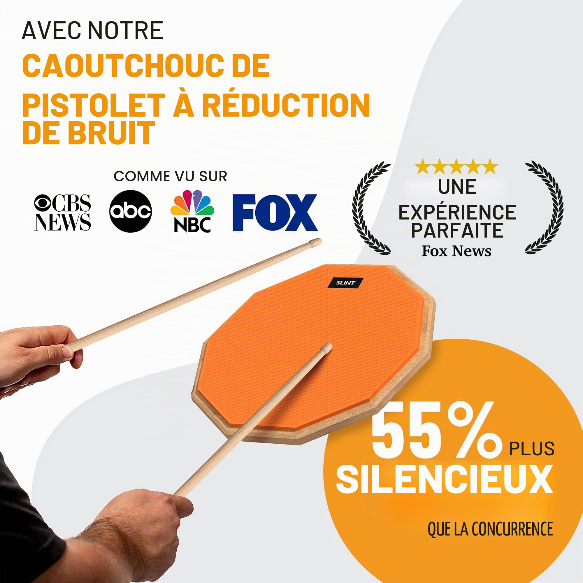 SLINT Ensemble de tapis d'entraînement pour batterie – Pad double face de 30,5 cm avec caisse claire de 10,2 cm, idéal pour les débutants et les enfants