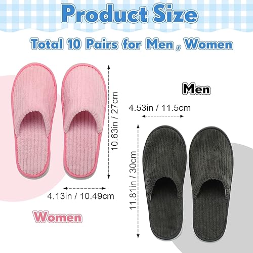 Miniatura 2 de Zhehao 10 pares de pantuflas de casa lavables para invitados, con punta abierta, para mujeres, hombres, suaves, desechables, de algodón, lino,