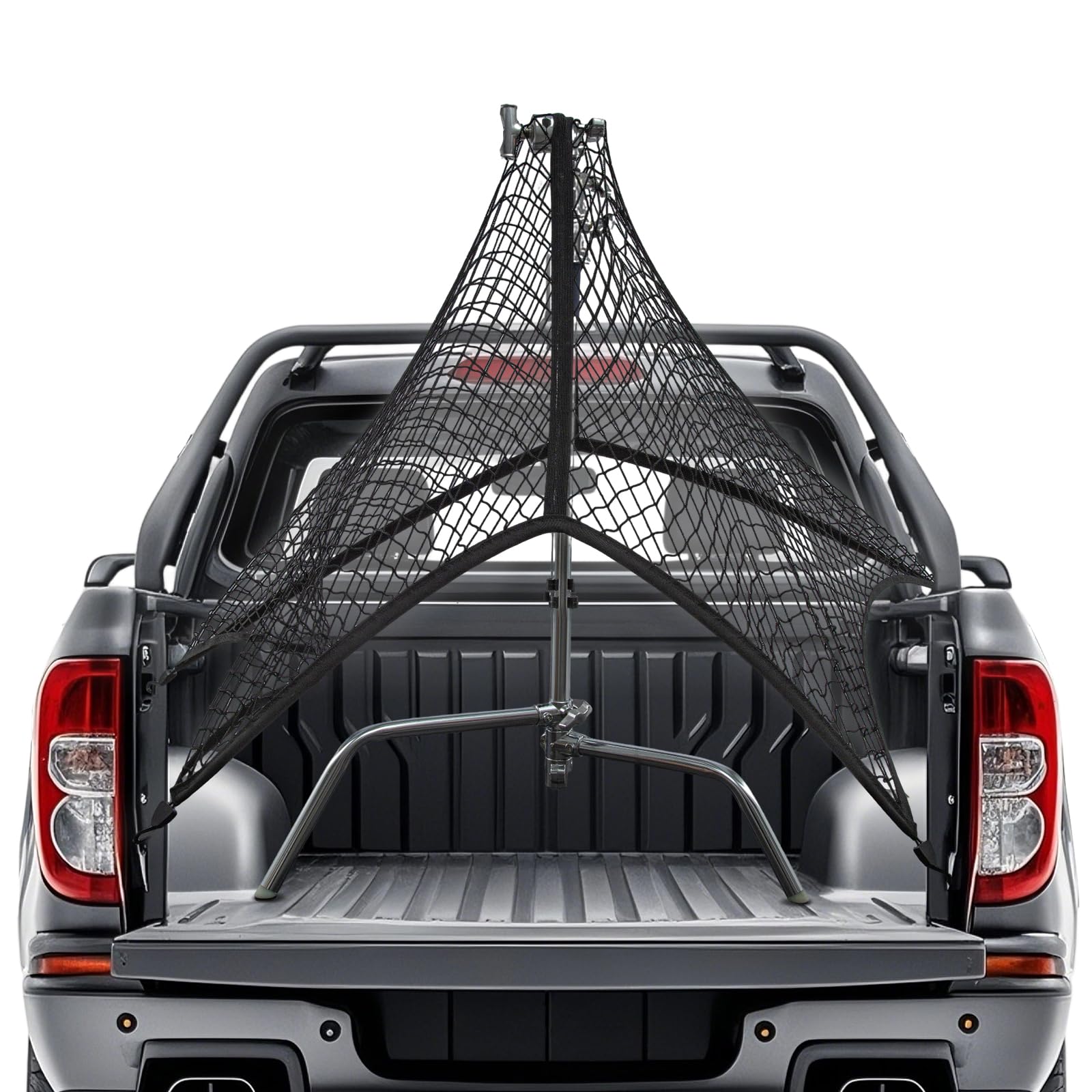 ARATERVIO Gepäcknetz Kofferraum 120x120cm elastisch ausziehbar bis 250x250cm – PP Ladungssicherungsnetz mit 4 Haken für Auto Kofferraum, SUV & Pickup – Transportnetz Autozubehör (Einstöckig)