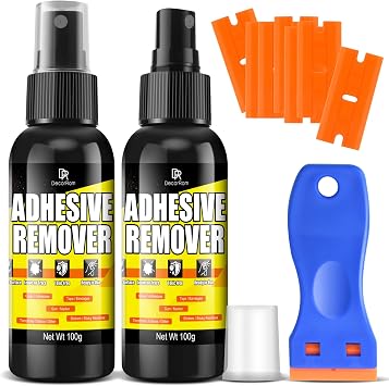 Adhesive Remover for Cars 7oz - Sticker Remover Spray with Scraper, Safe on Paint & Glass - Rapidly Removes Glue, Labels, Decals & Tape Residue - Surface-Safe Adhesive Spray for Car Windows & Paint