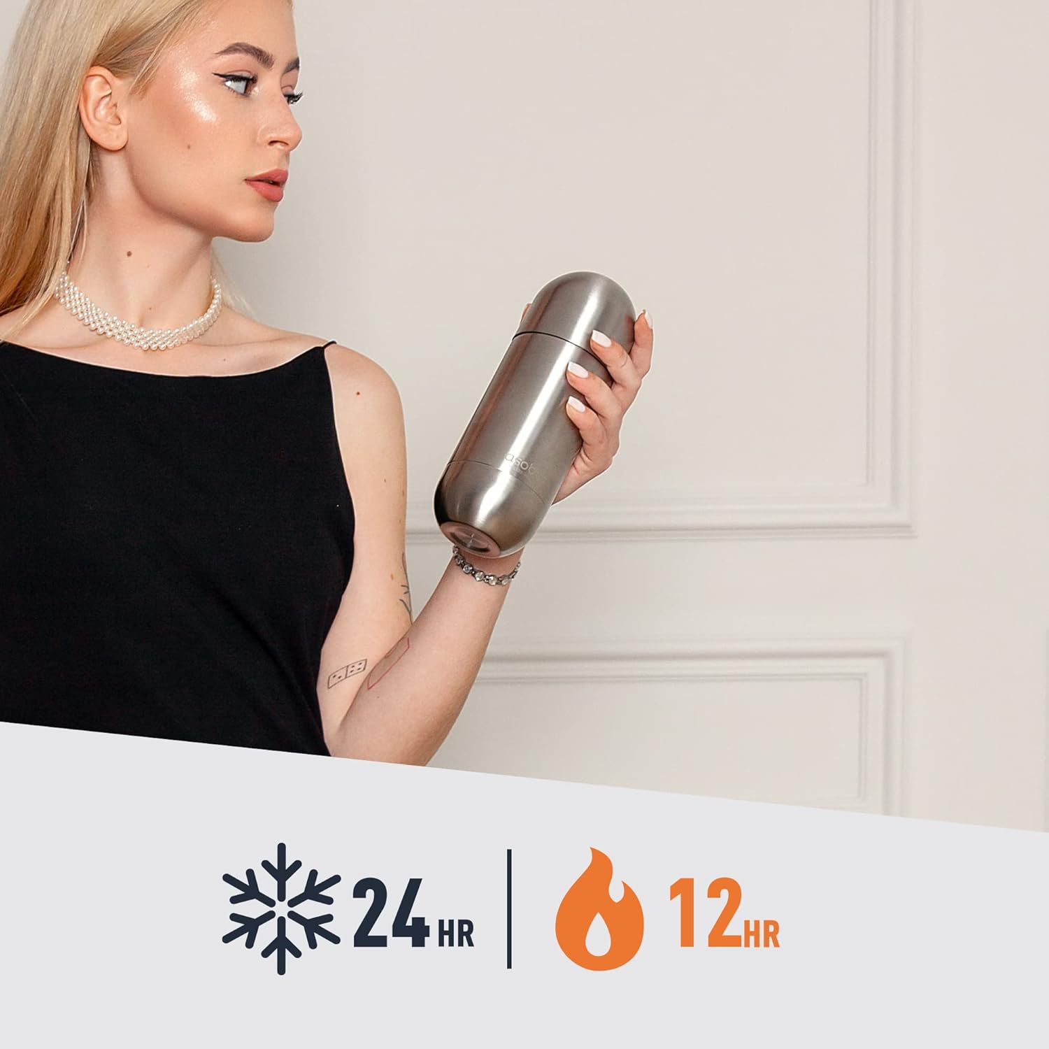 asobu Capsule Bottle Stainless Steel Double Wall Insulated Travel Water Bottle – Lid Doubles as a Cup 14 Ounce (Silver) - Image 8