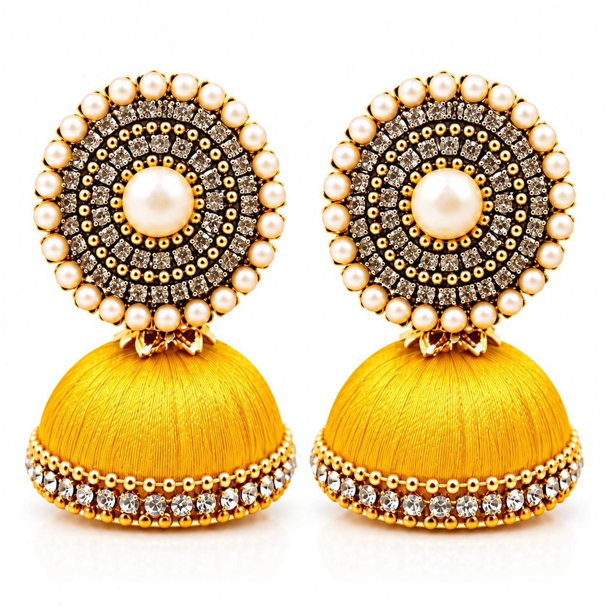 Tia Crafts Silk Thread Base Metal Pearl Earrings For Women & Girls